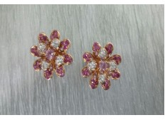 Diamond Pink Sapphire Earrings